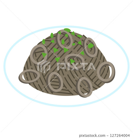 魷魚墨汁義大利麵的插圖 魷魚墨汁義大利麵的插圖 127264004