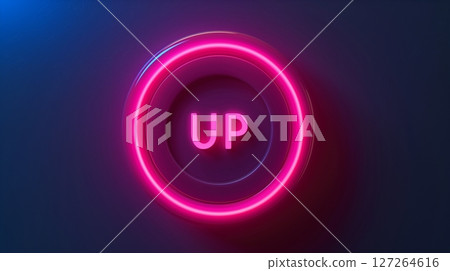 Button neon UP text glowing light line decoration 127264616