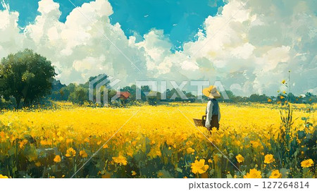 Golden Meadow Vista, A Harmonious Blend of Nature and Peaceful Solitude Golden Meadow Vista, A Harmonious Blend of Nature and Peaceful Solitude 127264814