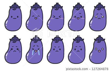 富有表現力的茄子角色,插圖集 富有表現力的茄子角色,插圖集 127264878