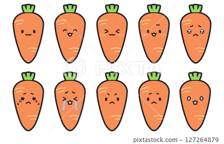 富有表現力的胡蘿蔔人物,插圖集 富有表現力的胡蘿蔔人物,插圖集 127264879