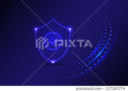 Cyber security Protection shield with Check mark icon,digital technology information privacy concept Cyber security Protection shield with Check mark icon,digital technology information privacy concept 127265774