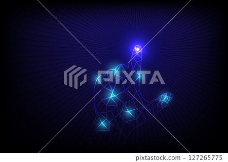 Human Hand Touching on Glowing point, digital futuristic technology communication concept 127265775