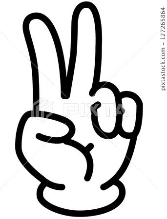 數字 2 手勢（剪刀）的插圖 127265864