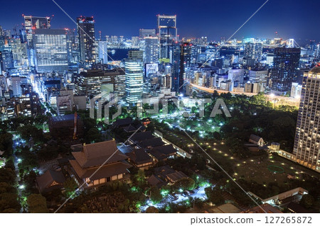 [Top 100 Night Views] Night view from the main deck of Tokyo Tower, Tokyo (Zojoji Temple and Odaiba area) 127265872