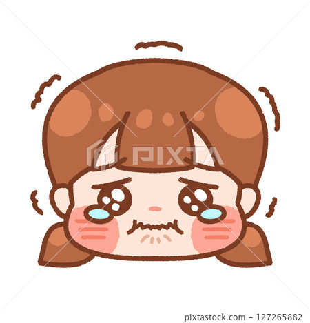 委屈落淚的女孩插圖-可愛的臉部表情 127265882