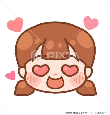 眼冒愛心的女孩插圖-可愛的臉部表情 127265886