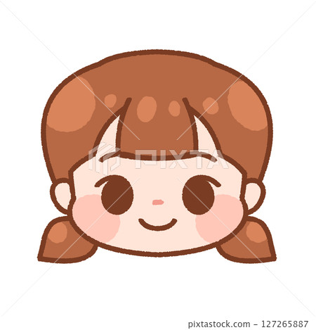 Calm smiling girl illustration - cute facial expression 127265887