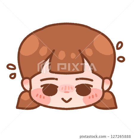 Introverted shy girl illustration - cute facial expression Introverted shy girl illustration - cute facial expression 127265888