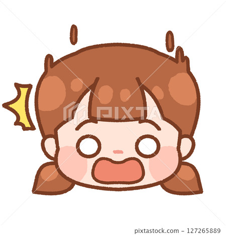 震驚張嘴的女孩插圖-可愛的臉部表情 127265889