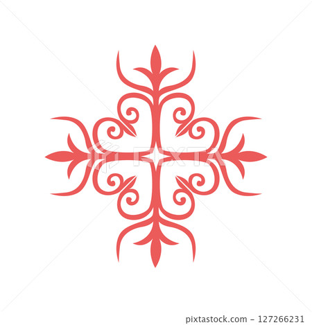 Traditional Symmetrical Turkic Ornament Vector. Ethnic Kazakh Kyrgyz Decorative Motif for Folk and Cultural Design Projects. 127266231