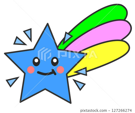 An illustration of a beautiful and cute shooting star shining in the night sky 127266274