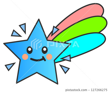 An illustration of a beautiful and cute shooting star shining in the night sky An illustration of a beautiful and cute shooting star shining in the night sky 127266275