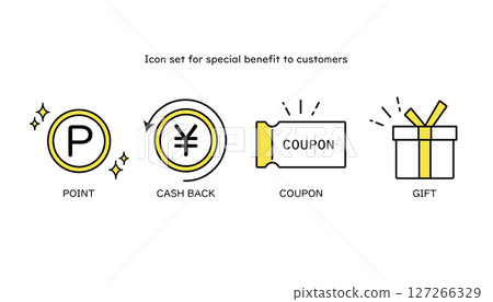 Icon set representing various benefits 127266329