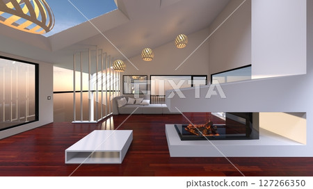 Living room with large windows Living room with large windows 127266350
