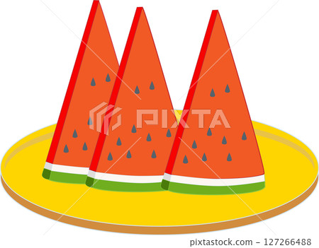 盤子上切開的西瓜的插圖 127266488