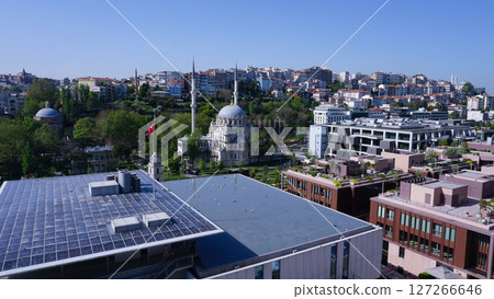 Historic Nusretiye mosque, a significant landmark in Istanbul. Nusretiye mosque's Ottoman architectural ornate beauty. Galataport shopping center. Tophane district, Istanbul, Turkey Historic Nusretiye mosque, a significant landmark in Istanbul. Nusretiye mosque's Ottoman architectural ornate beauty. Galataport shopping center. Tophane district, Istanbul, Turkey 127266646