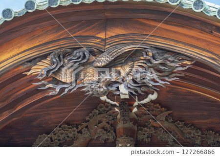 Suma-dera Temple Main Temple - The main entrance with impressive shrine carvings 127266866