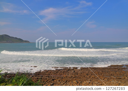 Nichinan Coast, Sea, Waves, Devil's Washboard, Blue Sky 127267283