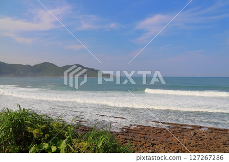 Nichinan Coast, Sea, Waves, Devil's Washboard, Blue Sky 127267286