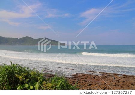 Nichinan Coast, Sea, Waves, Devil's Washboard, Blue Sky Nichinan Coast, Sea, Waves, Devil's Washboard, Blue Sky 127267287