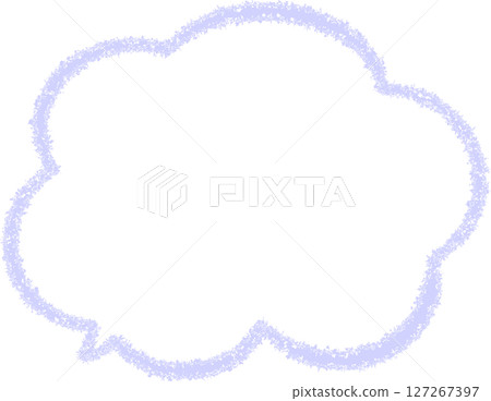 A purple cloud-shaped speech bubble drawn with crayon. It has a hand-drawn look and is easy to use. The tip of the speech bubble is at the bottom left. 127267397