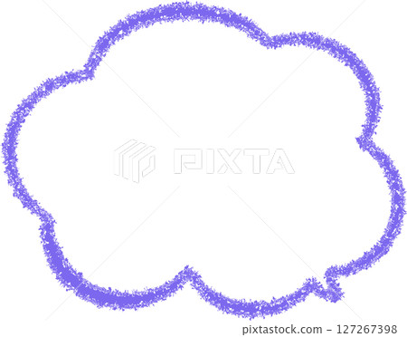 A purple cloud-shaped speech bubble drawn with crayon. A hand-drawn, easy-to-use speech bubble. The tip of the speech bubble is at the bottom right. 127267398