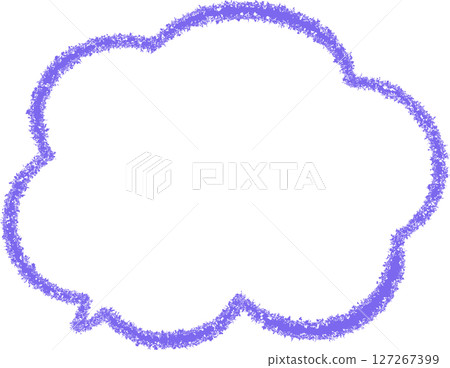 A purple cloud-shaped speech bubble drawn with crayon. It has a hand-drawn look and is easy to use. The tip of the speech bubble is at the bottom left. 127267399