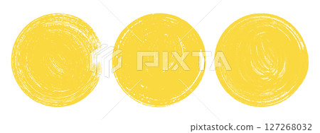 Hand drawn brush sun. Rough yellow circle shape. Abstract grunge elements. Hand drawn brush sun. Rough yellow circle shape. Abstract grunge elements. 127268032