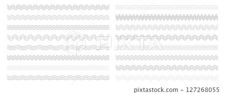 Wavy corrugated lines collection. Minimalist abstract wave borders. Modern design elements. Wavy corrugated lines collection. Minimalist abstract wave borders. Modern design elements. 127268055
