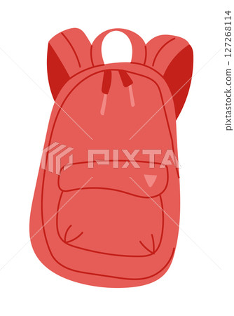 Minimal flat illustration of a red backpack 127268114