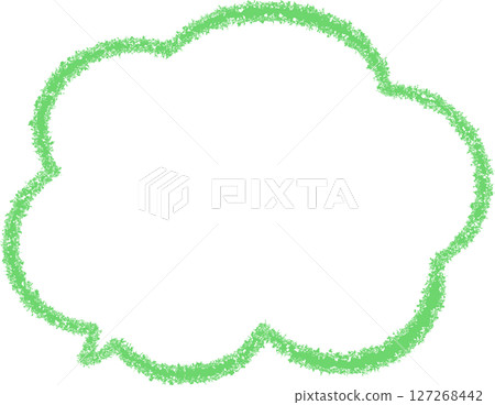 A cloud-shaped speech bubble drawn with green crayon. A cute, doodled speech bubble. It's fluffy. Easy to use. A cloud-shaped speech bubble drawn with green crayon. A cute, doodled speech bubble. It's fluffy. Easy to use. 127268442