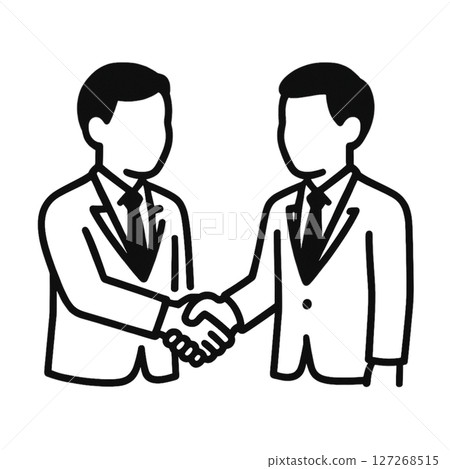 Line icon of businessmen shaking hands, simple, material, no background, UI, materials Line icon of businessmen shaking hands, simple, material, no background, UI, materials 127268515