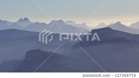 Dreamlike Swiss Alps, view from Niesen, Switzerland. 127268759
