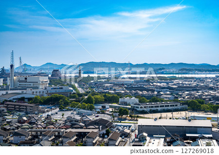 View of the Mizushima coastal industrial area on a clear day during the rainy season as seen from Mount Kamejima 1 Kurashiki City, Okayama Prefecture 127269018