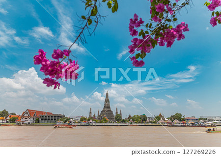 Flowers and Wat Arun 127269226