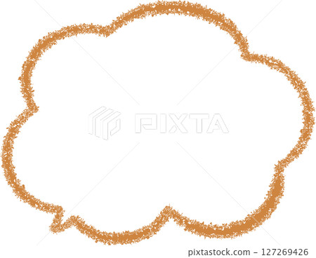A cloud-shaped speech bubble drawn with brown crayon. A cute, hand-drawn illustration. A friendly design. A cloud-shaped speech bubble drawn with brown crayon. A cute, hand-drawn illustration. A friendly design. 127269426