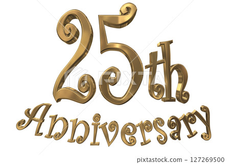 3DCG文字“25週年/25週年紀念馬克·斯帕克” 127269500