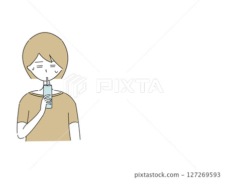 一位女士補水以防中暑的插圖 127269593