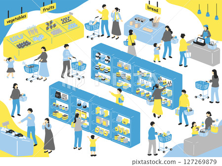 人們在超市購物 127269879