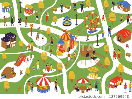 People enjoying theme parks 127269948