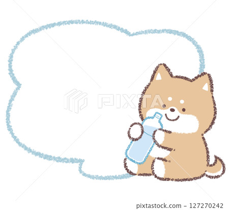 A Shiba Inu drinking water and a frame 127270242
