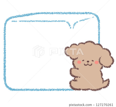 Toy poodle hugging ice and frame 127270261
