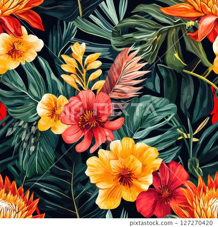 exotic wildflower pattern in a watercolor exotic wildflower pattern in a watercolor 127270420