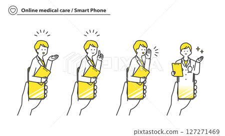 Online medical consultation: Male doctor responding from smartphone Set 2c 127271469