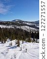 View to Beskids on European Bialy Krzyz in Poland - vertical 127271557