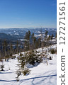 View to Beskids at Silesian Voivodeship near European Bialy Krzyz in Poland - vertical 127271561