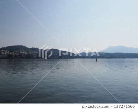 Mountainside with lake at European Lucerne city in Switzerland Mountainside with lake at European Lucerne city in Switzerland 127271566
