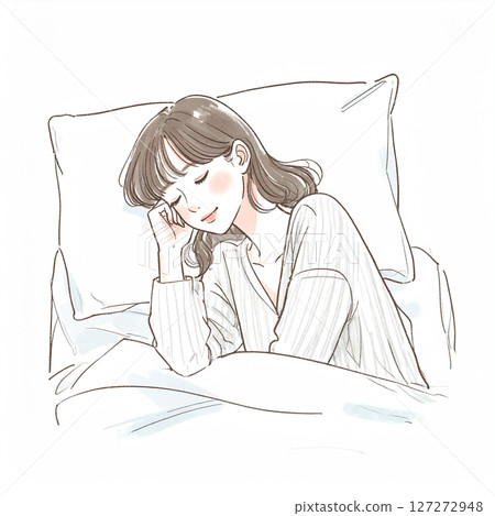 Sleep, sleeping, woman lying in bed 127272948