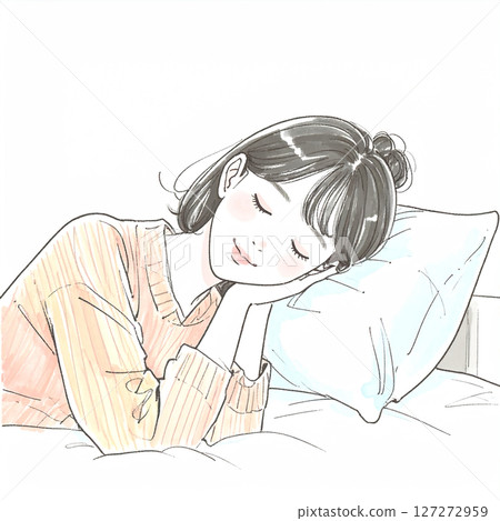 Sleep, sleeping, woman lying in bed 127272959